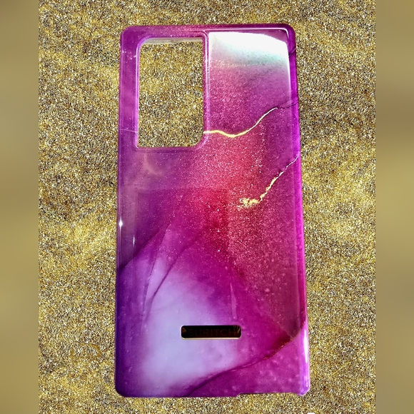 Samsung 23Ultra Dual-Layer Pink & Gold Marble Phone Case-Used - Picture 2 of 3